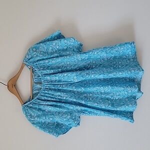 Soft Surroundings Light Blue Flutter Sleeve Blouse Size 1X